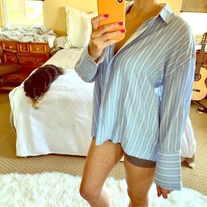 Chambray Men’s Inspired Button Up Oversize Top